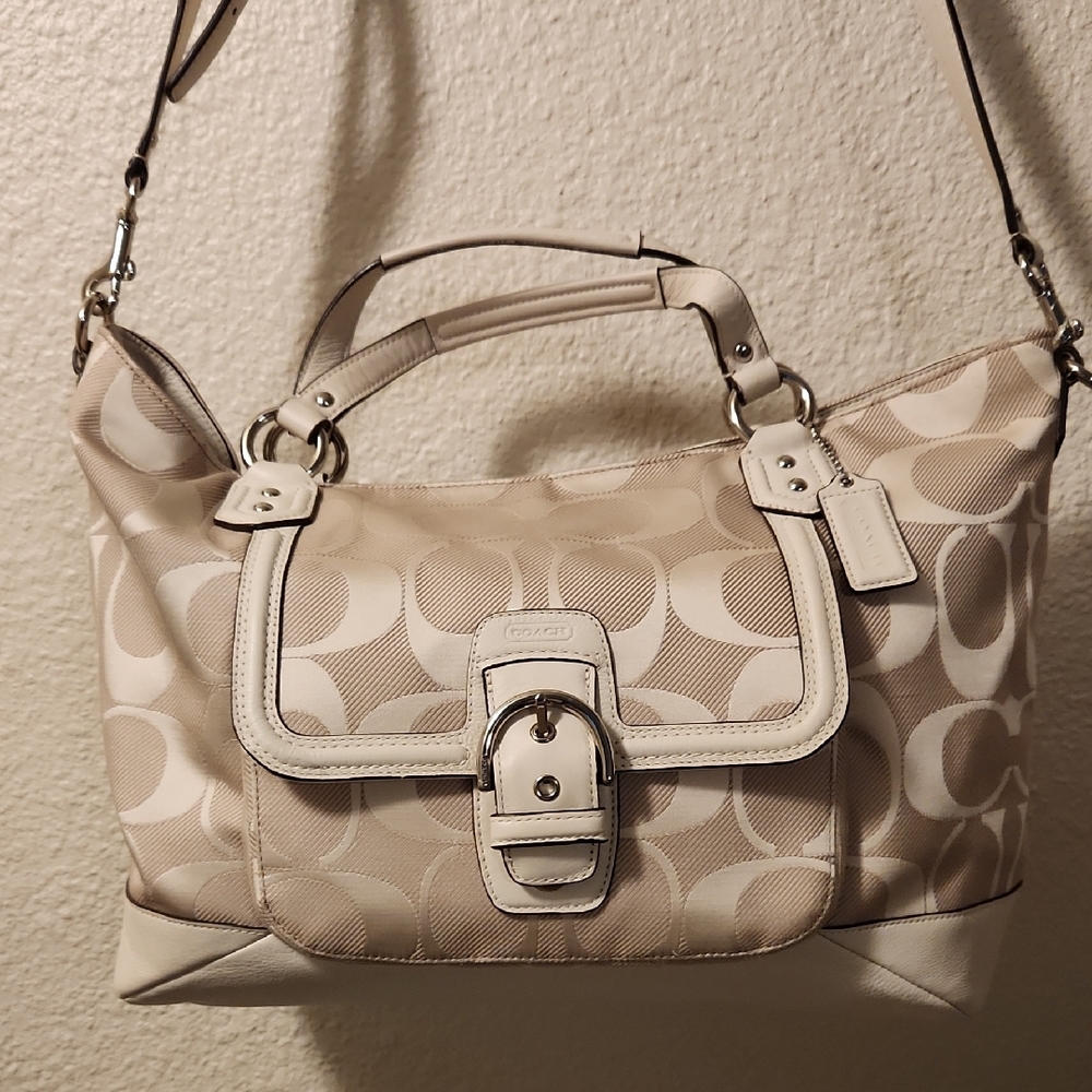 Coach Beige Signature Shoulder Bag